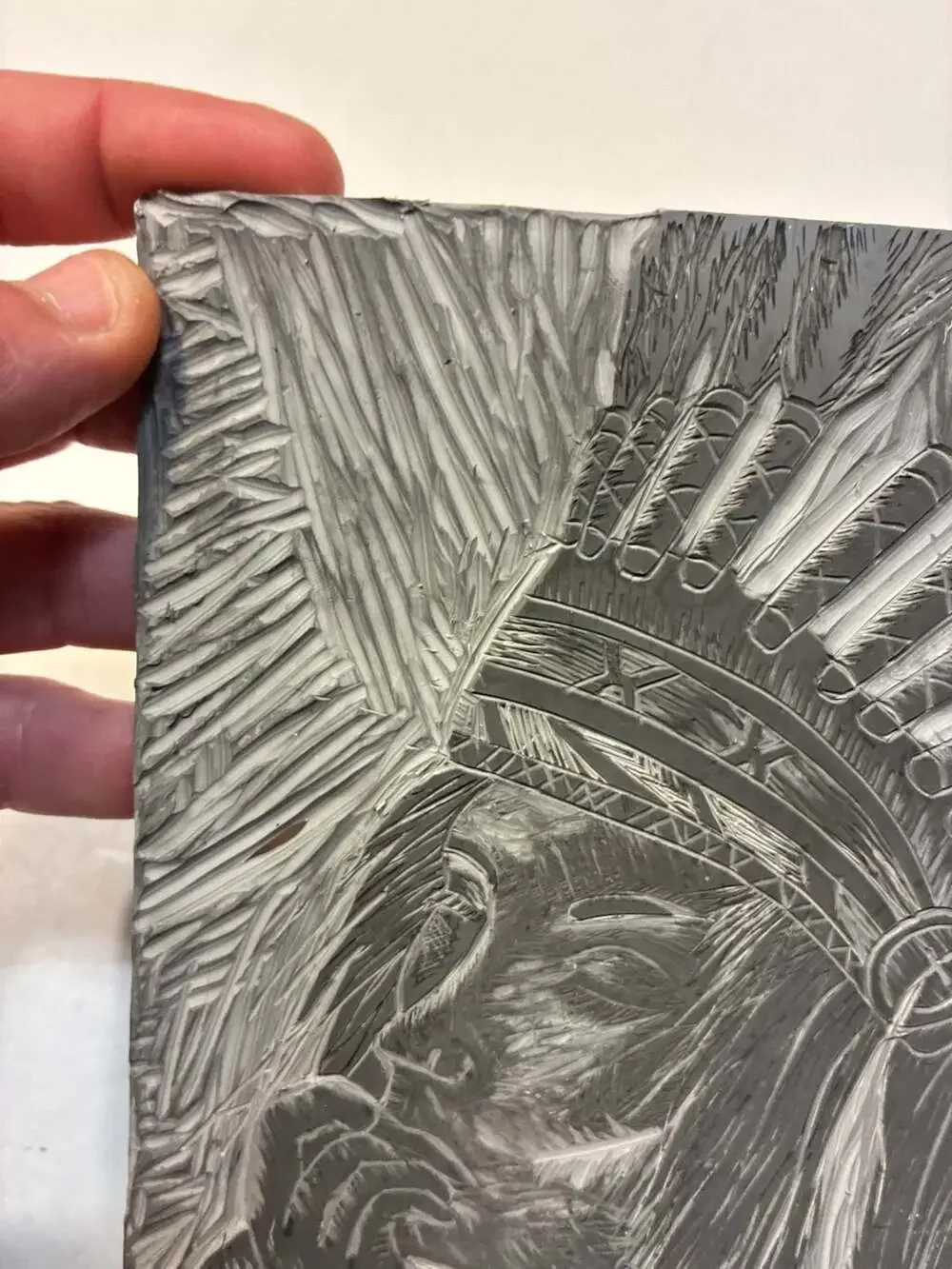 Emek Chief Native American Portrait Linocut Relief Carving Block